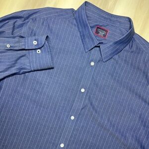 UNTUCKit Gifford Wrinkle Free Navy Striped Button Up Dress Shirt Men’s 3XL 40781